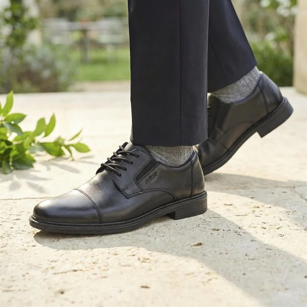 Rieker Smart Leather Lace Up Shoes - RKR43510 / 328 770 - Black - Image 2