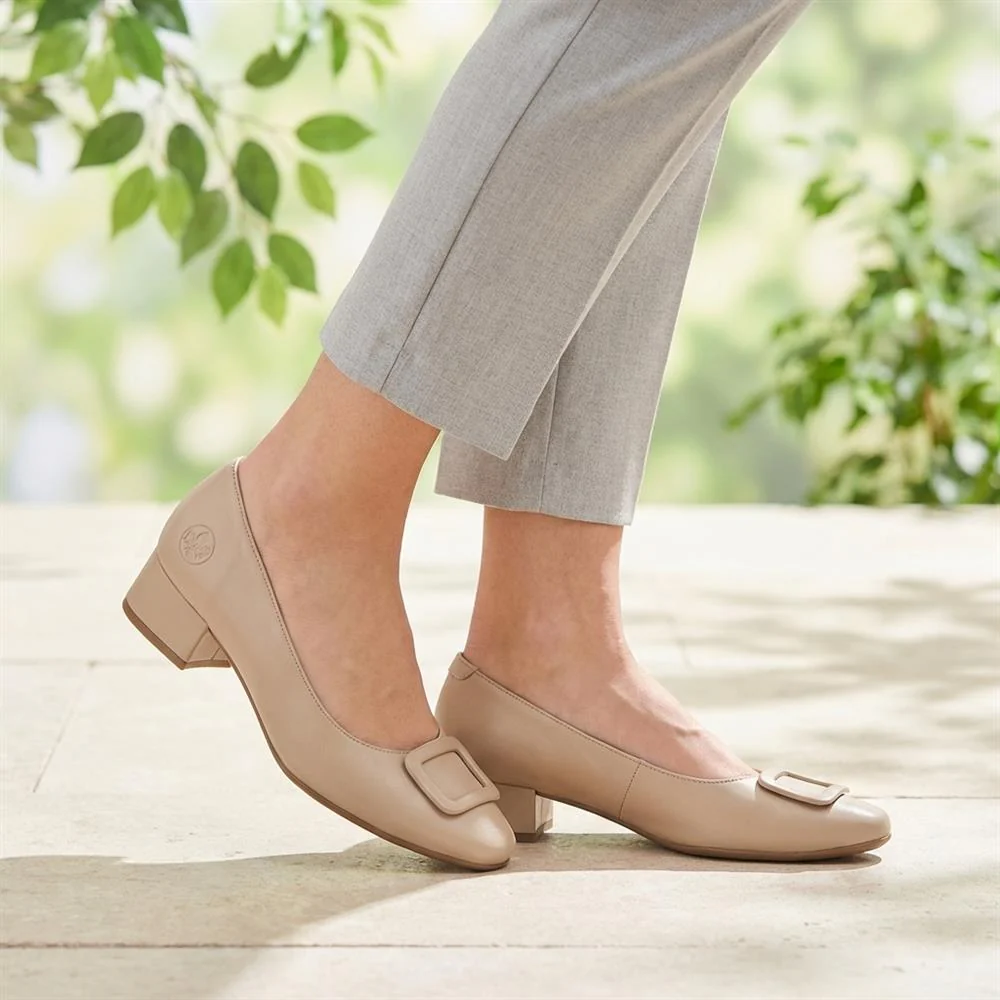 Rieker Smart Premium Leather Court Shoes - RKR43518 / 328 781 - Beige - Image 2