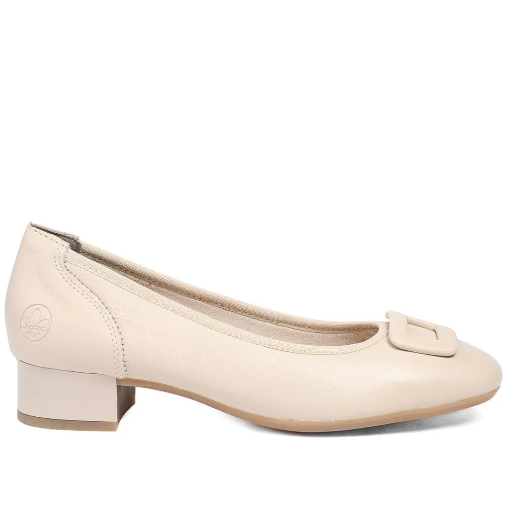 Rieker Smart Premium Leather Court Shoes - RKR43518 / 328 781 - Beige - Image 3