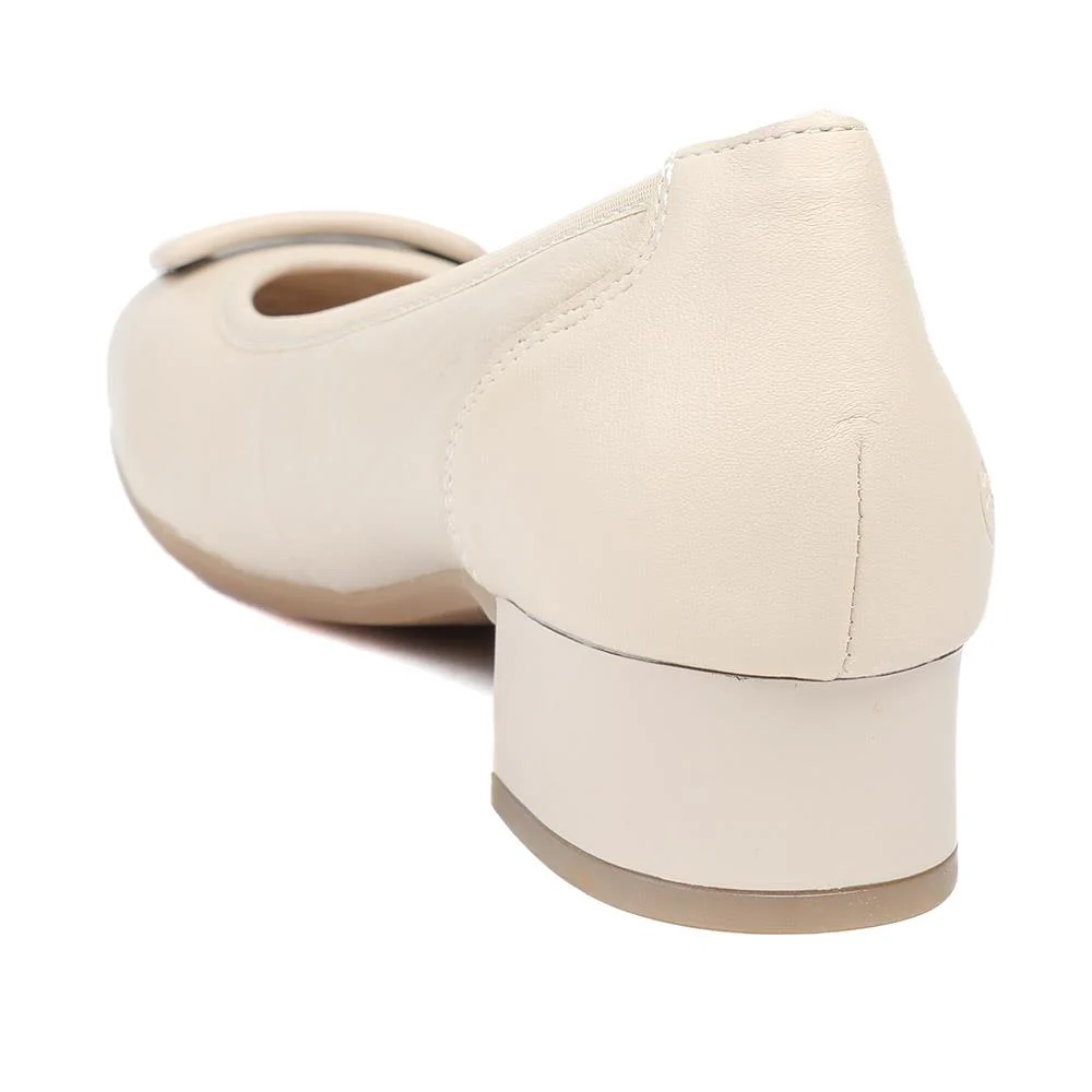 Rieker Smart Premium Leather Court Shoes - RKR43518 / 328 781 - Beige - Image 4