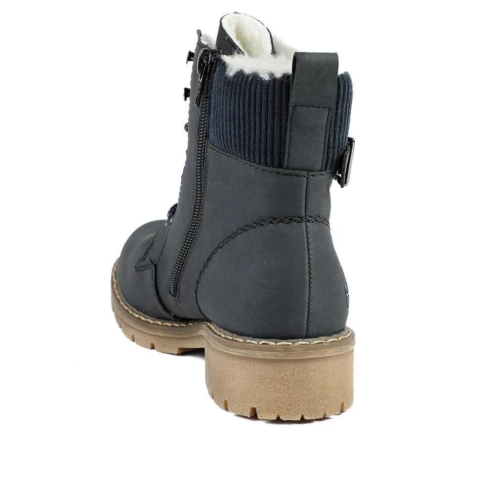 Rieker Soft Cuff Zip Up Boots - RKR42022 / 329 479 - Navy - Image 4