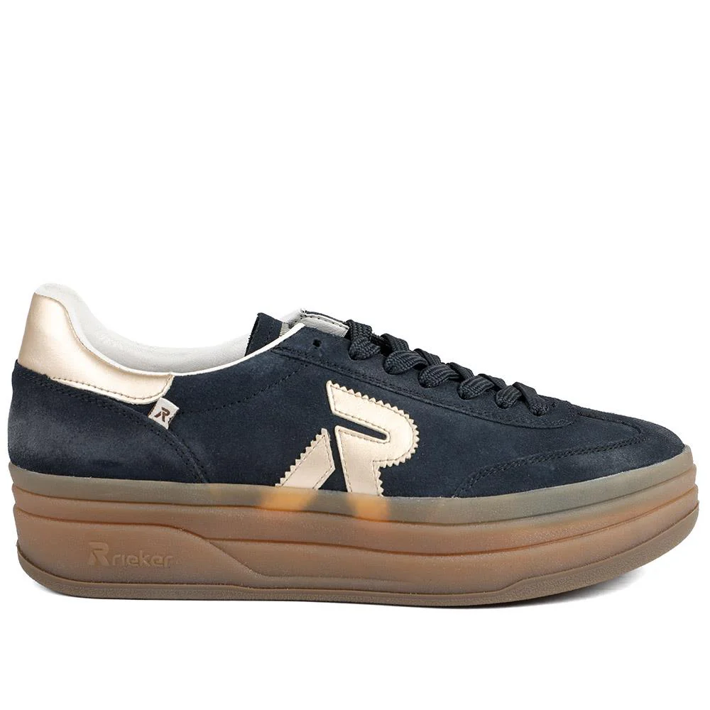 Rieker Sport Lace Up Trainers - RKR43584 / 329 448 - Navy - Image 2
