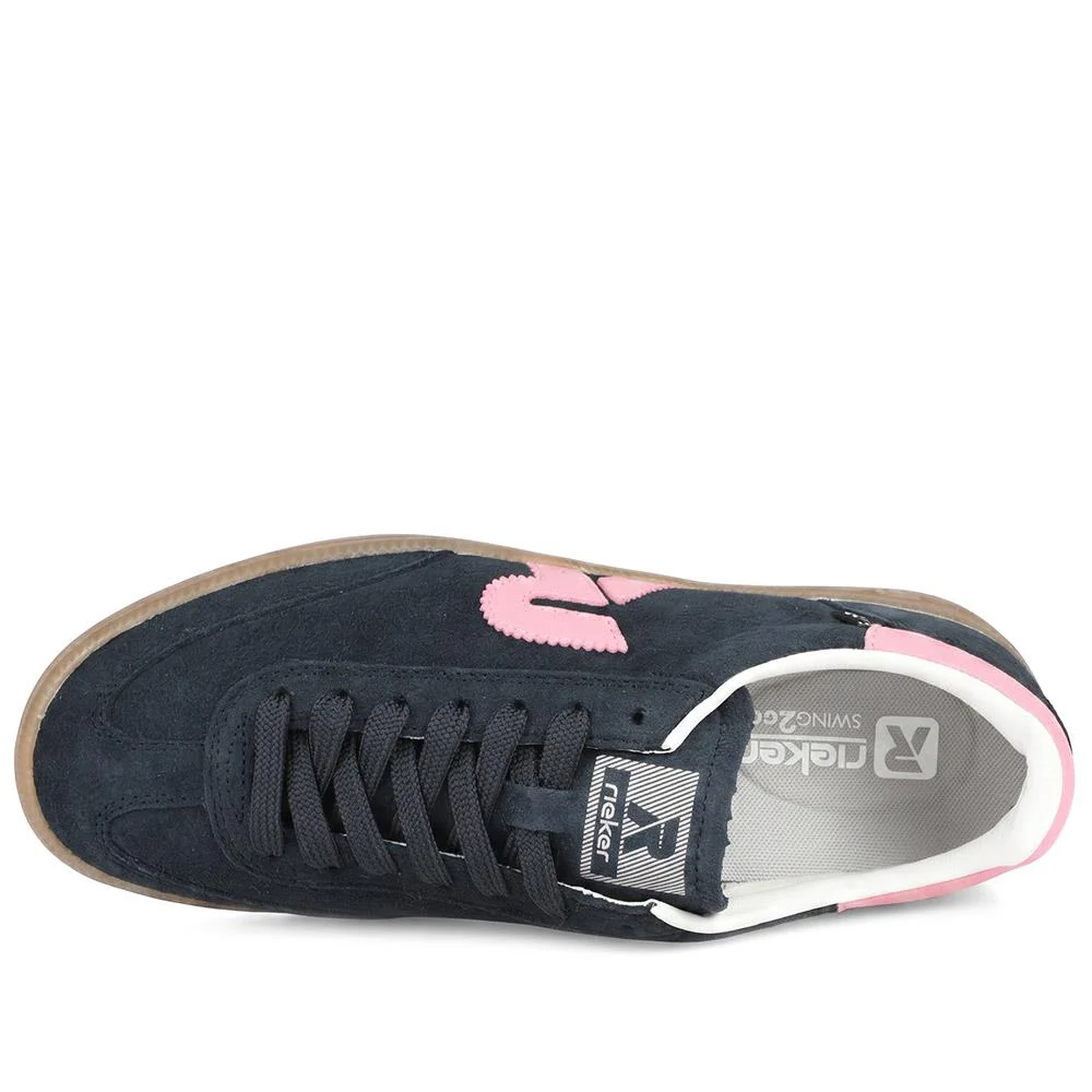 Rieker Sporty Gum Sole Lace Up Trainers - RKR43030 / 330 196 - Navy - Image 4