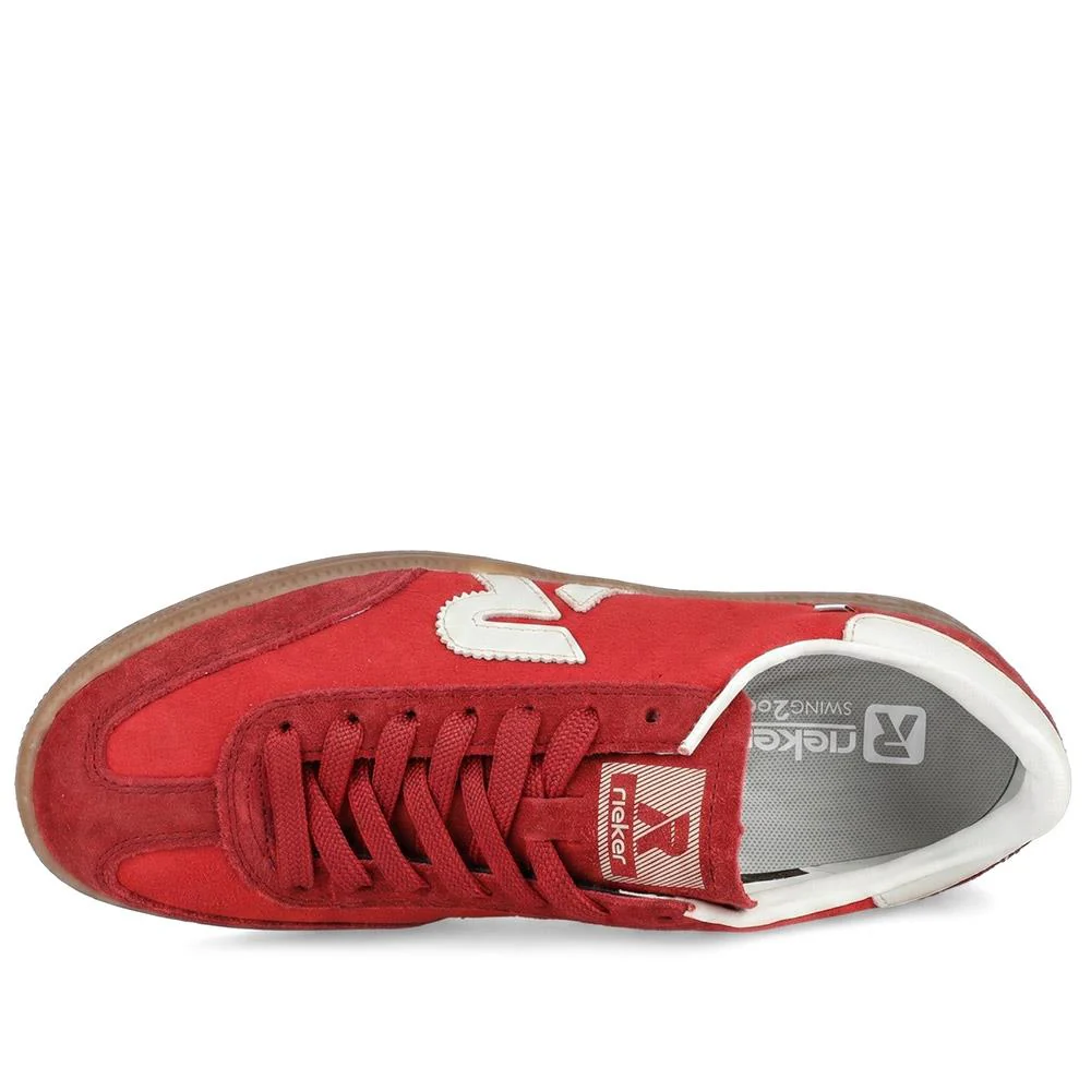 Rieker Sporty Gum Sole Lace Up Trainers - RKR43030 / 330 196 - Red - Image 4