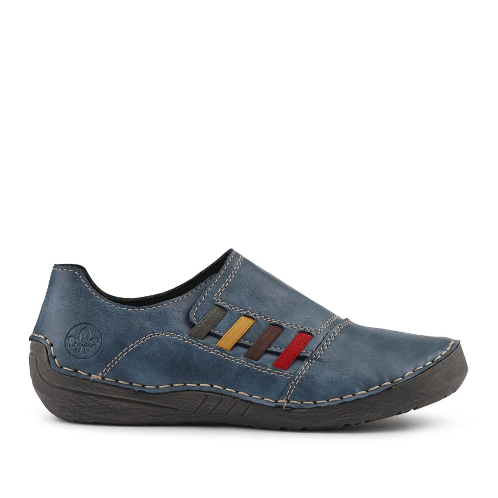 Rieker Stitch Pattern Slip-On Shoes - RKR42509 / 327 795 - Blue - Image 2