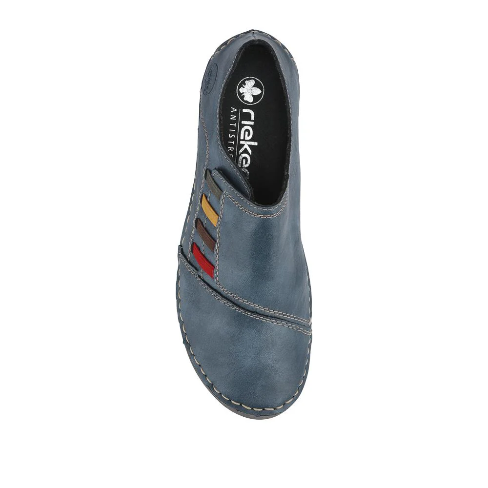 Rieker Stitch Pattern Slip-On Shoes - RKR42509 / 327 795 - Blue - Image 4