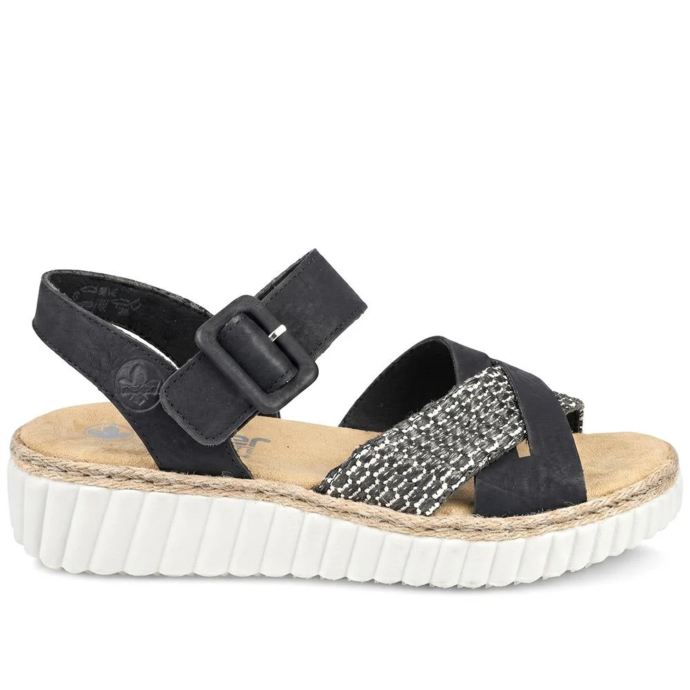 Rieker Strappy Adjustable Fit Sandals - RKR43581 / 329 225 - Black - Image 2