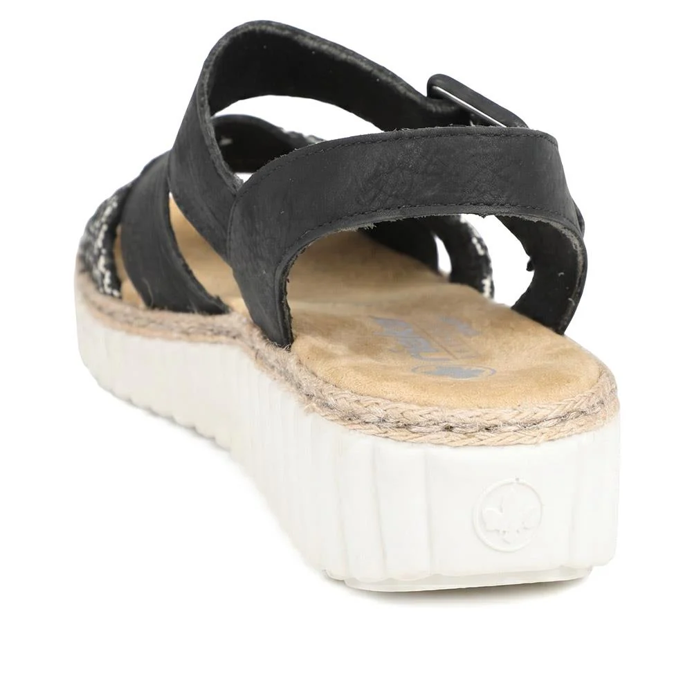Rieker Strappy Adjustable Fit Sandals - RKR43581 / 329 225 - Black - Image 3
