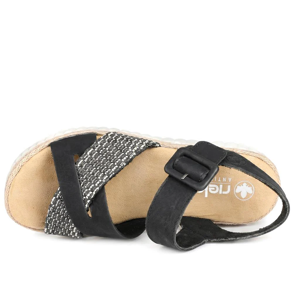 Rieker Strappy Adjustable Fit Sandals - RKR43581 / 329 225 - Black - Image 4