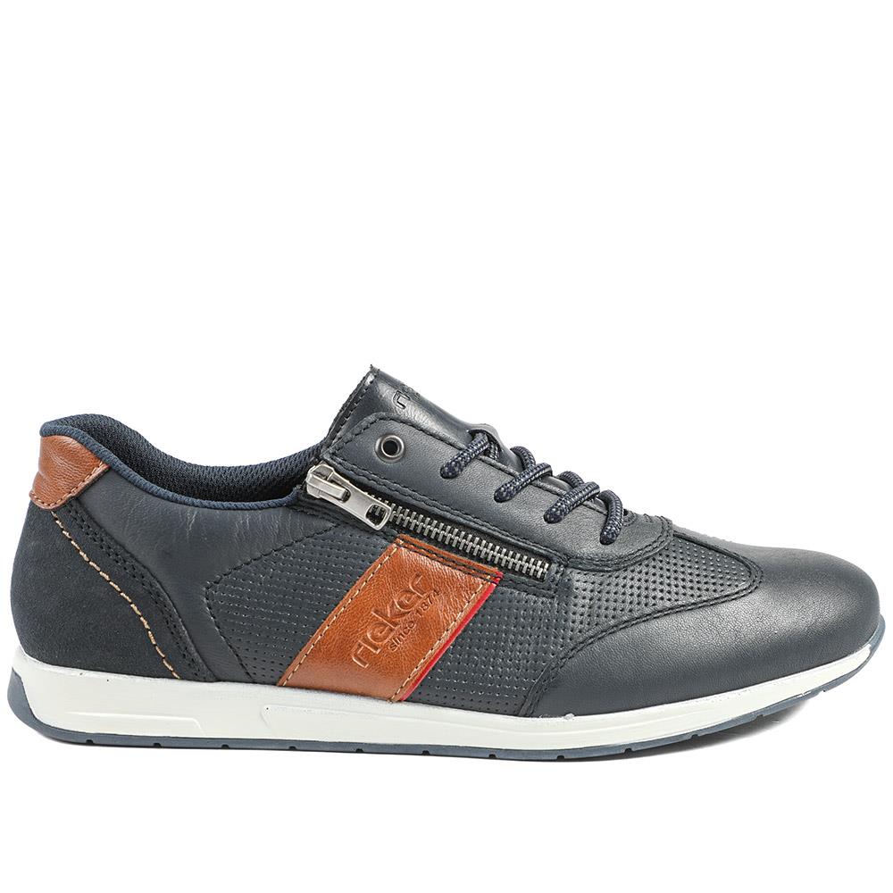 Rieker Titus Leather Zip Fastening Trainers - RKR43019 / 328 828 - Navy - Image 3