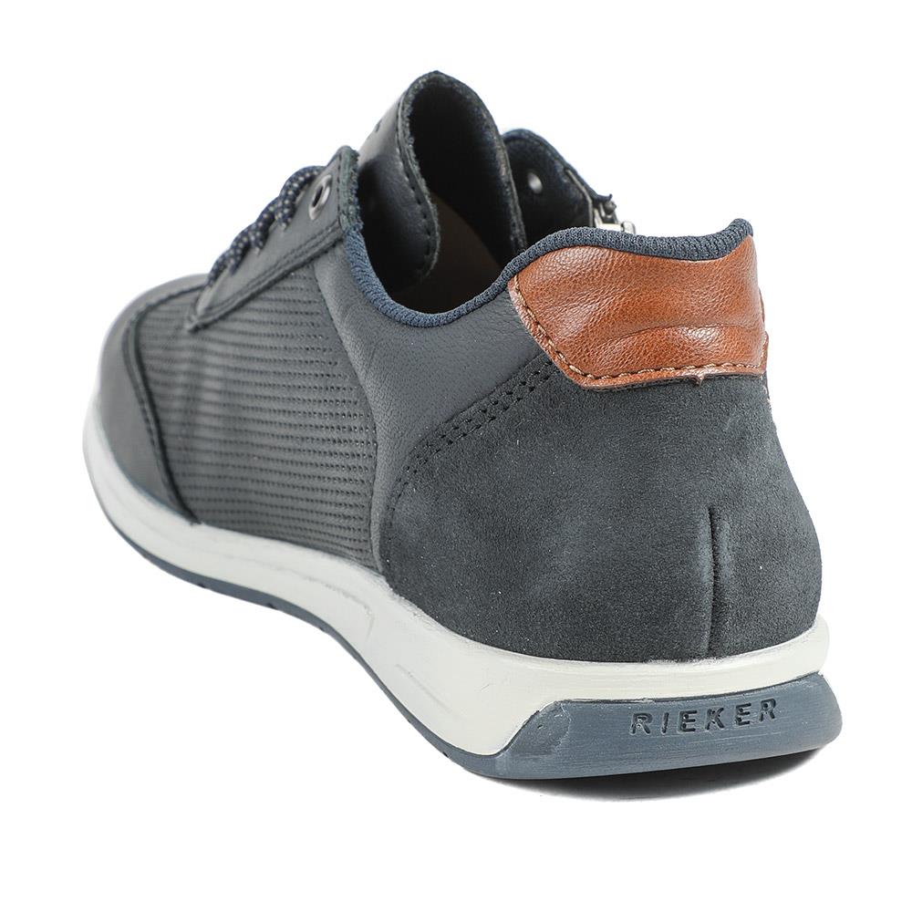 Rieker Titus Leather Zip Fastening Trainers - RKR43019 / 328 828 - Navy - Image 4