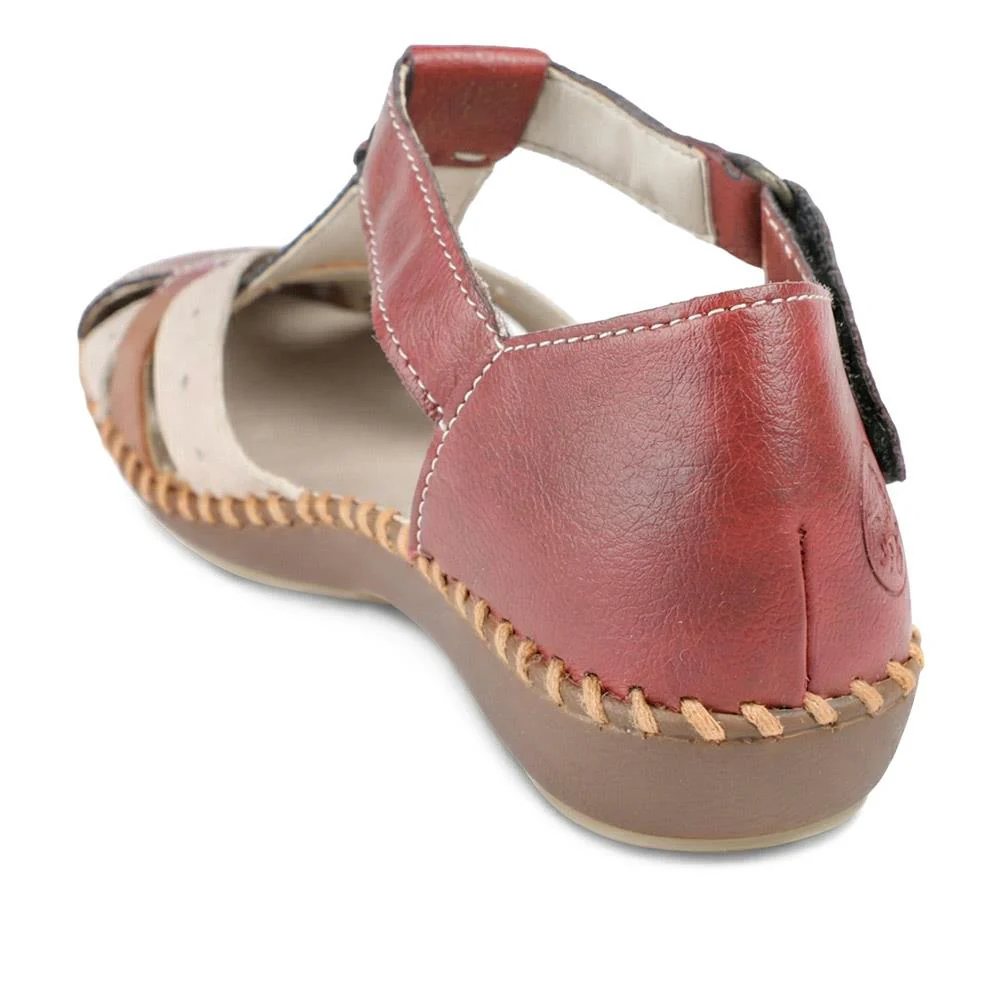 Rieker Touch-Fastening Sandals - RKR39538 / 325 034 - Red Multi - Image 3