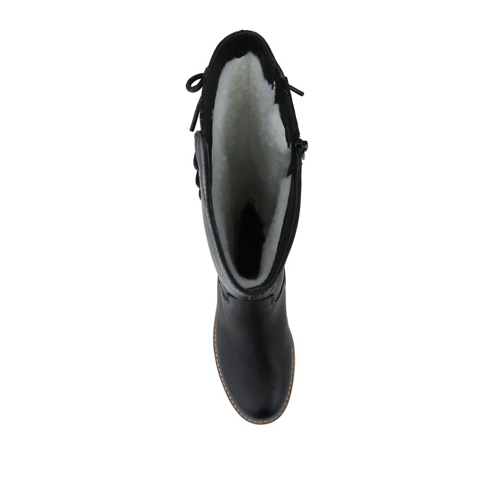 Rieker Water Resistant Zip Up Long Boots - RKR42555 / 328 200 - Black - Image 4