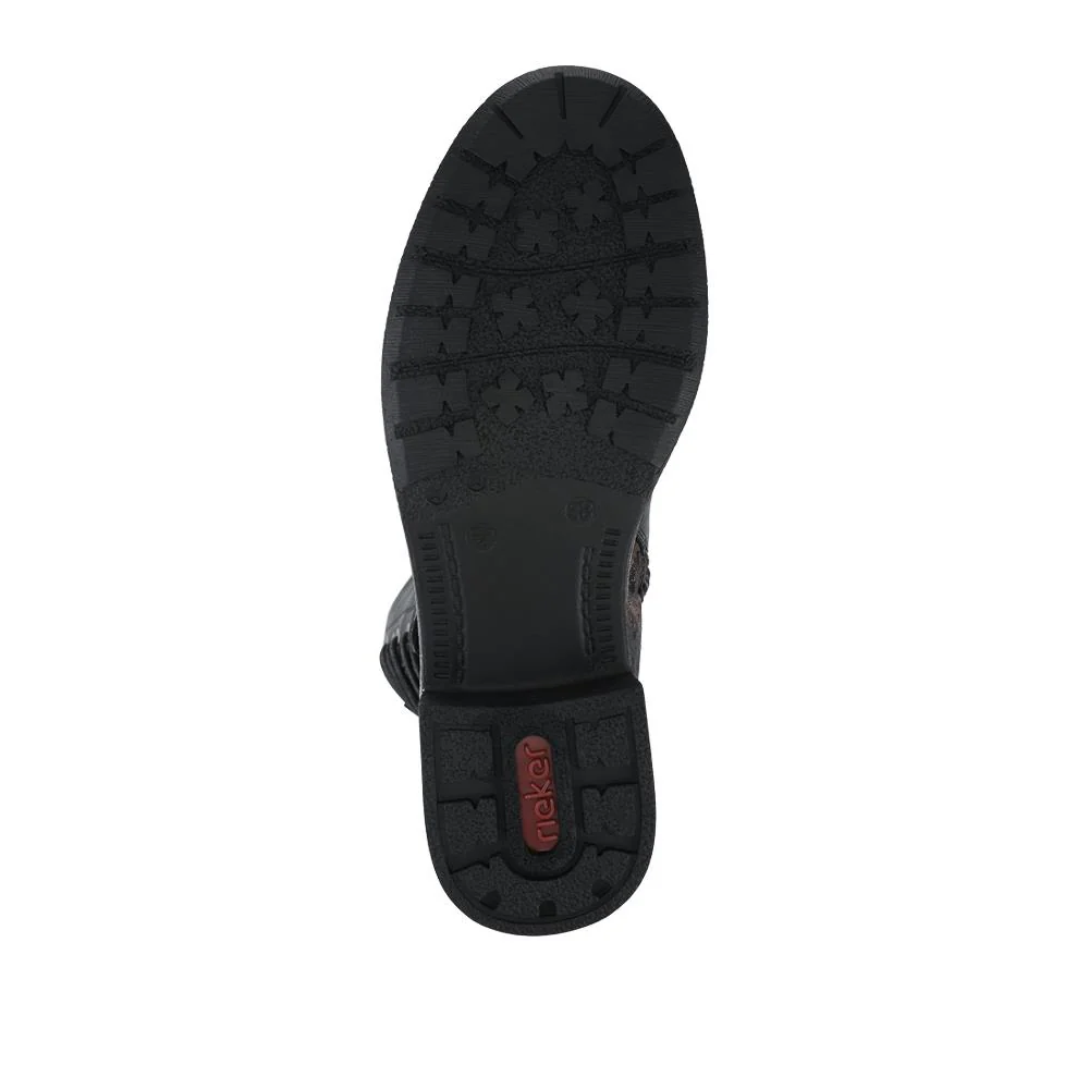 Rieker Water Resistant Zip Up Long Boots - RKR42555 / 328 200 - Black - Image 5