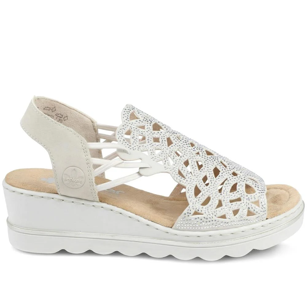 Rieker Wedged Slingback Sandals - RKR43575 / 329 203 - Beige - Image 2