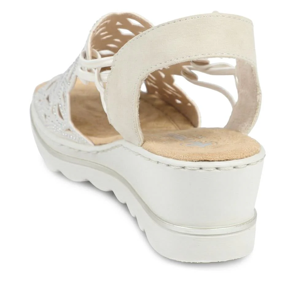 Rieker Wedged Slingback Sandals - RKR43575 / 329 203 - Beige - Image 3