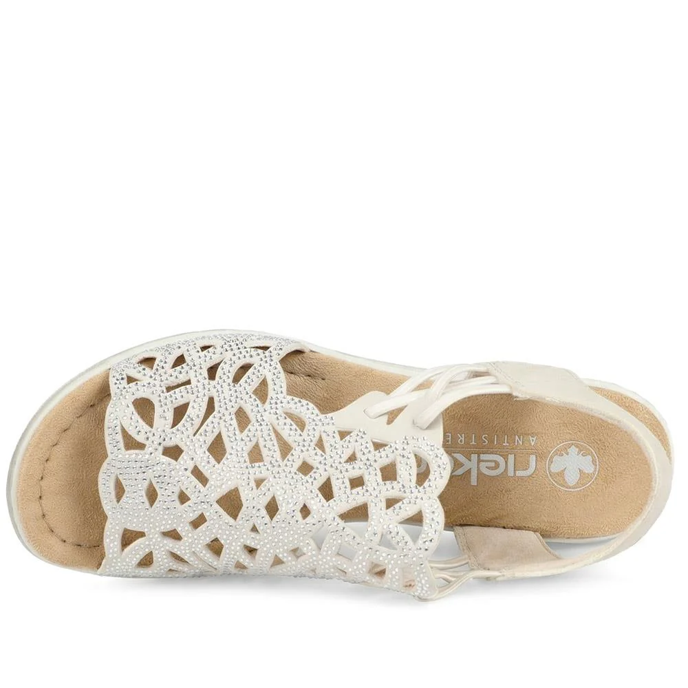 Rieker Wedged Slingback Sandals - RKR43575 / 329 203 - Beige - Image 4