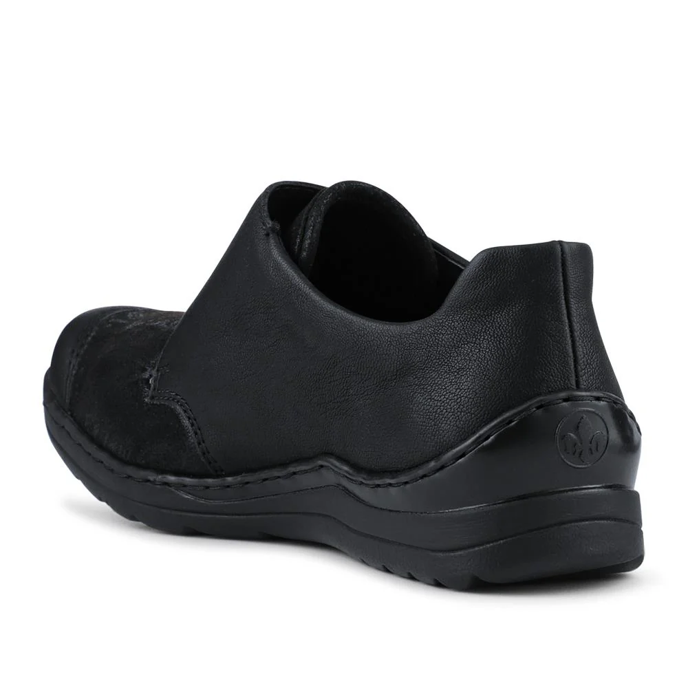 Rieker Wide Fit Cushioned Touch-Fasten Shoes - RKR42525 / 327 691 - Black - Image 3