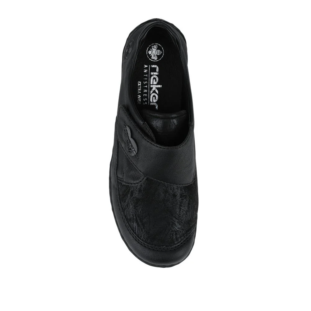 Rieker Wide Fit Cushioned Touch-Fasten Shoes - RKR42525 / 327 691 - Black - Image 4