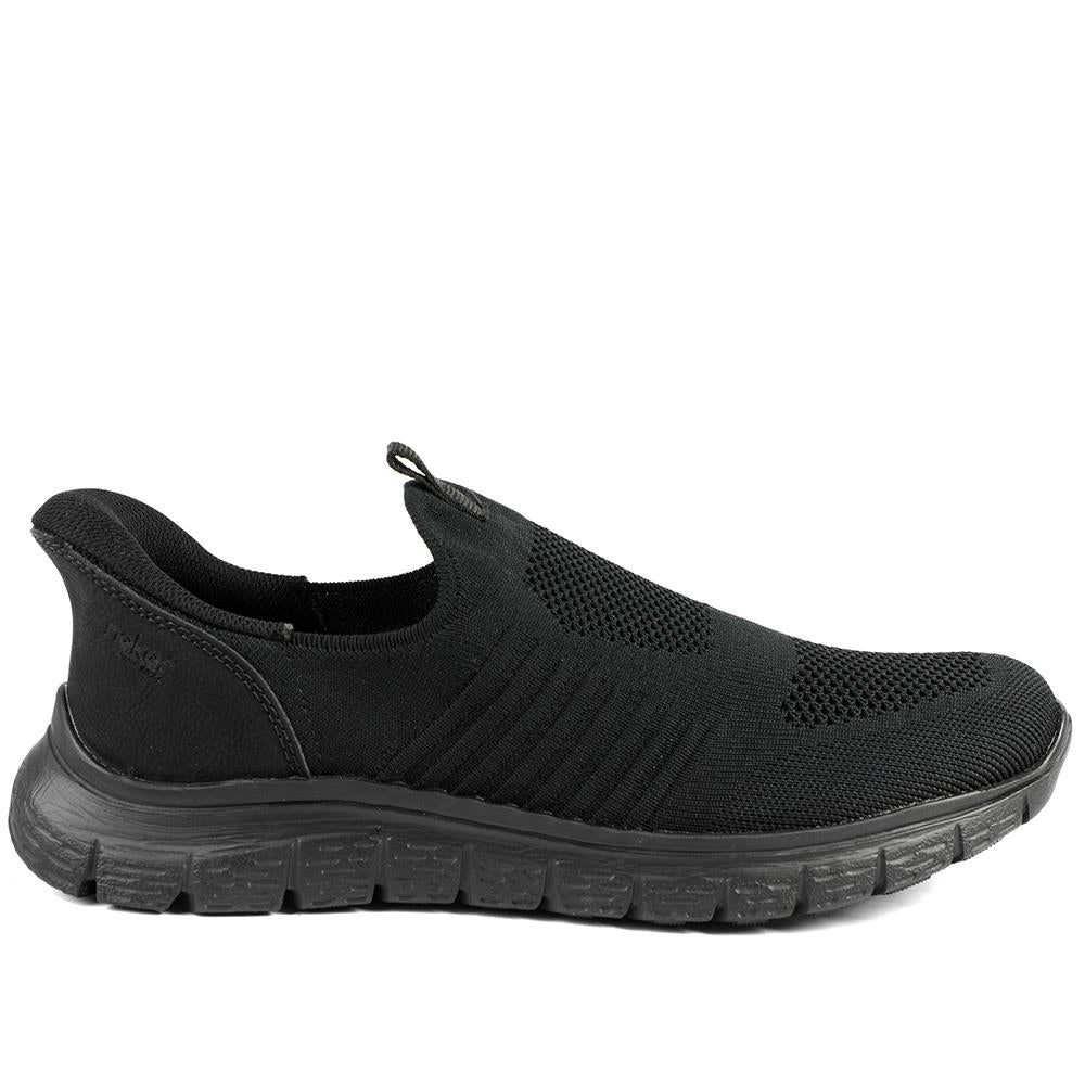 Rieker Elasticated Slip On Trainers - RKR43585 / 329 446 - Black - Image 3