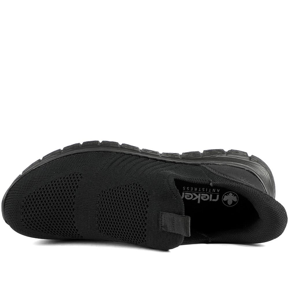 Rieker Elasticated Slip On Trainers - RKR43585 / 329 446 - Black - Image 5