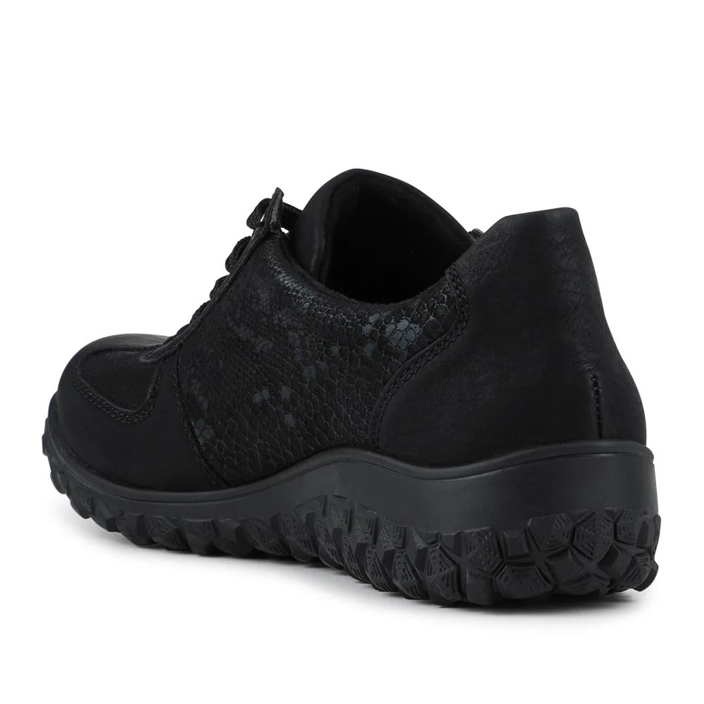 Rieker Wide Fit Rugged Zip & Lace Trainers - RKR42528 / 327 692 - Black - Image 3