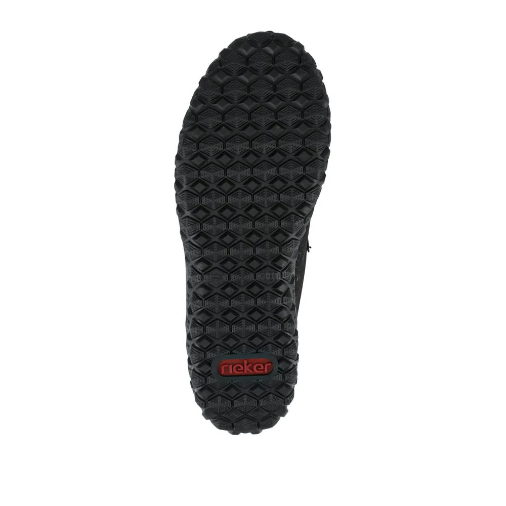 Rieker Wide Fit Rugged Zip & Lace Trainers - RKR42528 / 327 692 - Black - Image 5