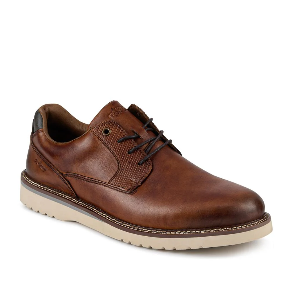 Rieker Wide Fit Leather Lace-Up Shoes - RKR42500 / 327 701 - Tan