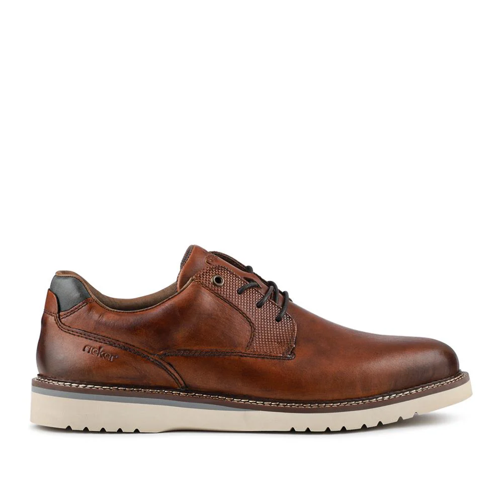 Rieker Wide Fit Leather Lace-Up Shoes - RKR42500 / 327 701 - Tan - Image 2