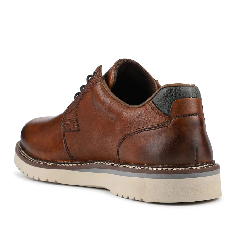 Rieker Wide Fit Leather Lace-Up Shoes - RKR42500 / 327 701 - Tan - Image 3