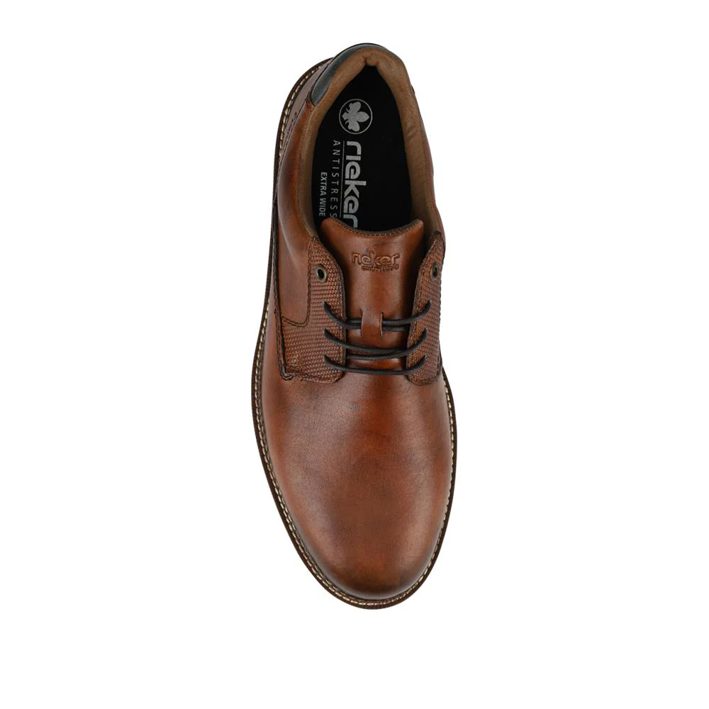 Rieker Wide Fit Leather Lace-Up Shoes - RKR42500 / 327 701 - Tan - Image 4