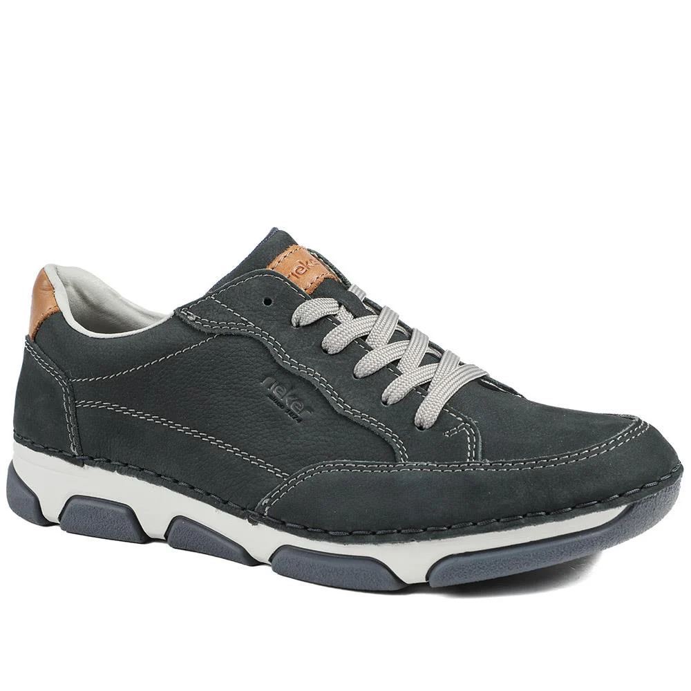Rieker Wide Fit Leather Lace Up Trainers - RKR43508 / 328 976 - Navy