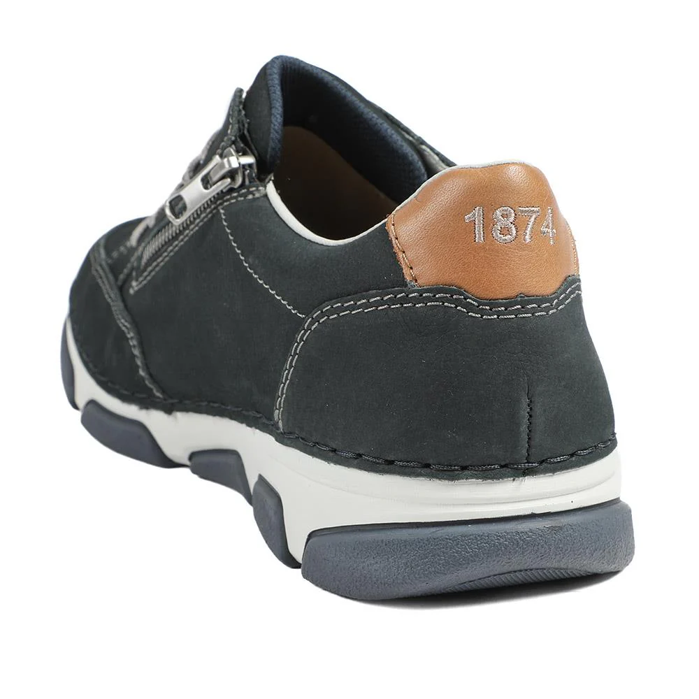 Rieker Wide Fit Leather Lace Up Trainers - RKR43508 / 328 976 - Navy - Image 4
