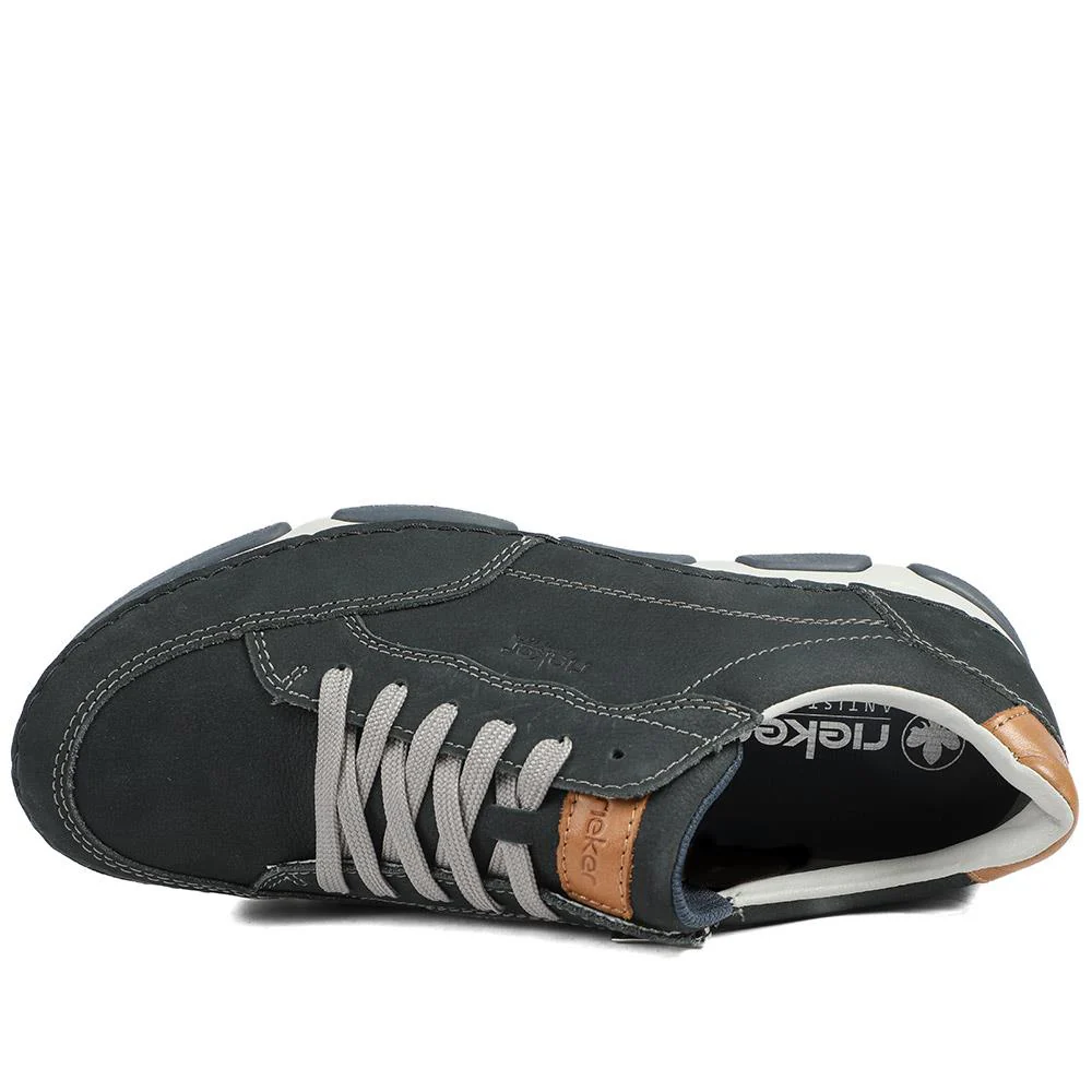 Rieker Wide Fit Leather Lace Up Trainers - RKR43508 / 328 976 - Navy - Image 5