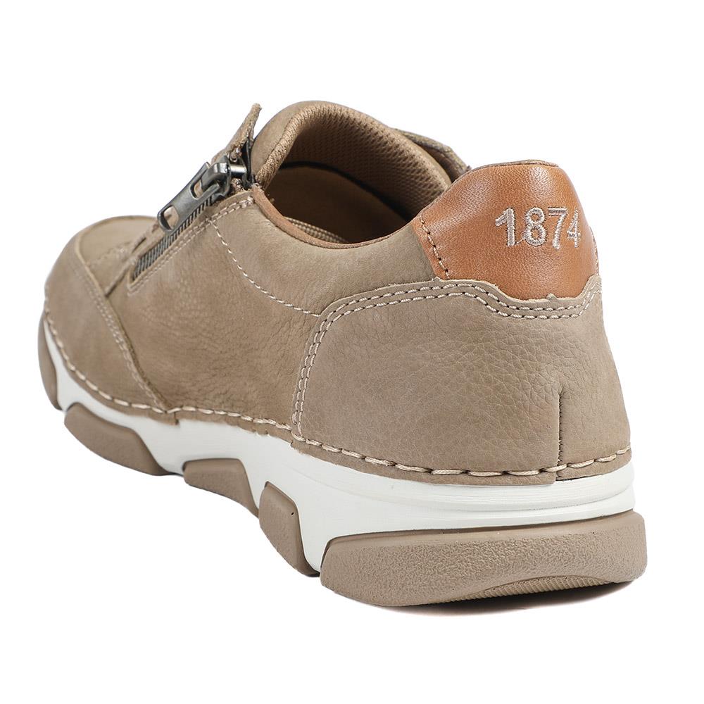 Rieker Wide Fit Leather Lace Up Trainers - RKR43508 / 328 976 - Taupe - Image 4