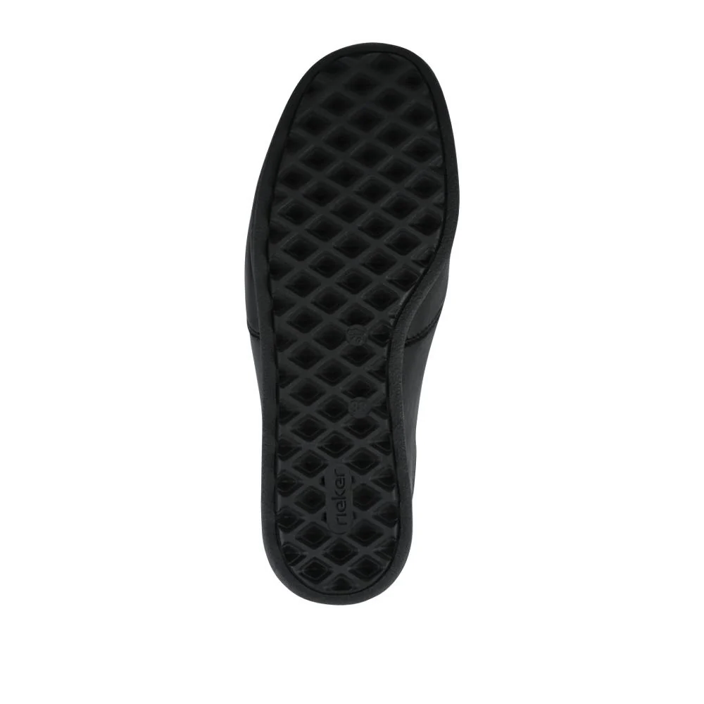 Rieker Wide Fit Leather Slip On Shoes - RKR42523 / 327 689 - Black - Image 5