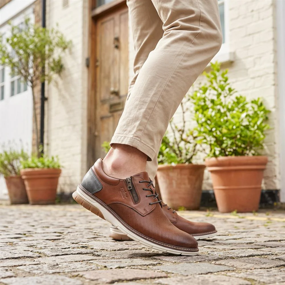 Rieker Wide Fit Leather Smart Casual Shoes - RKR43507 / 328 969 - Brown - Image 2