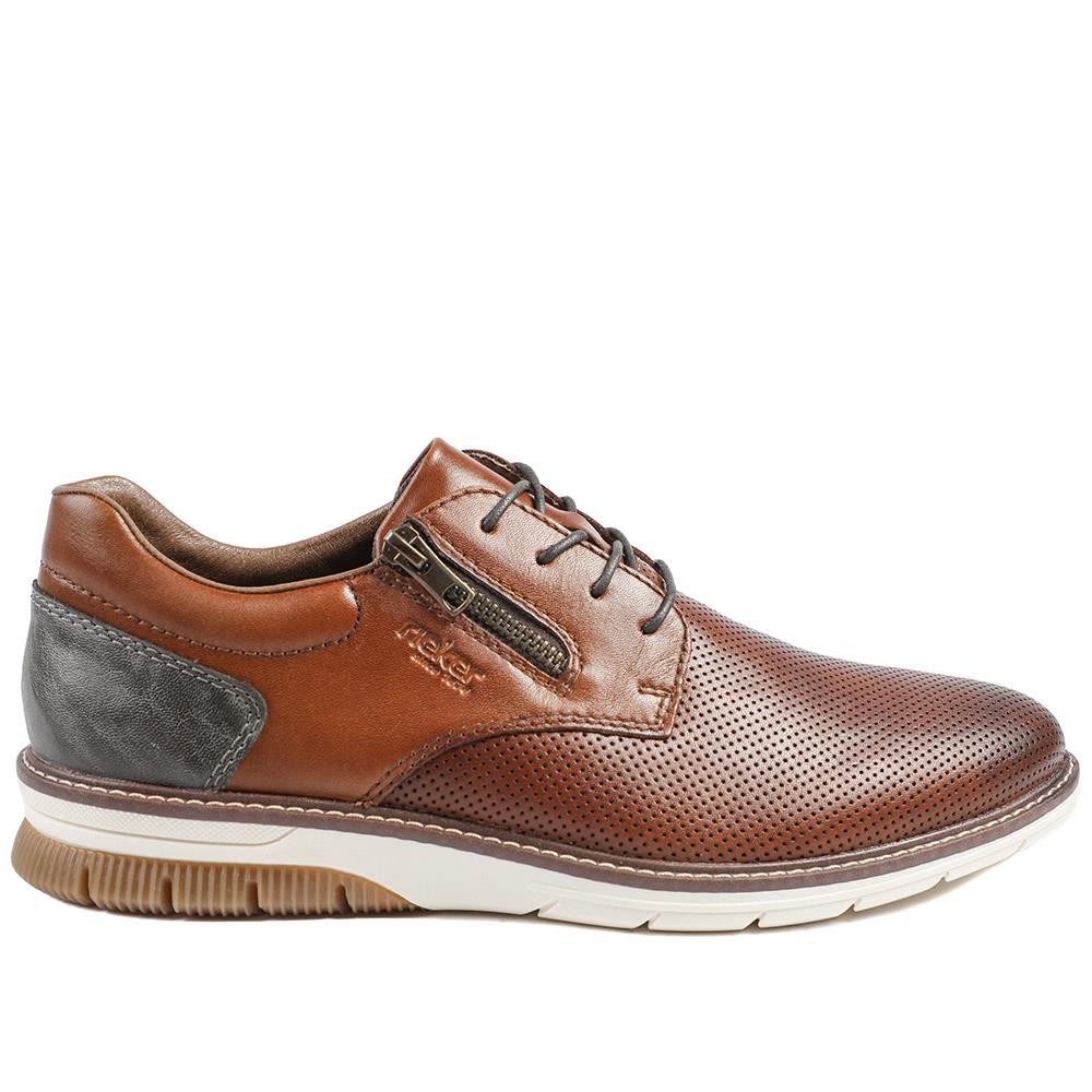 Rieker Wide Fit Leather Smart Casual Shoes - RKR43507 / 328 969 - Brown - Image 3