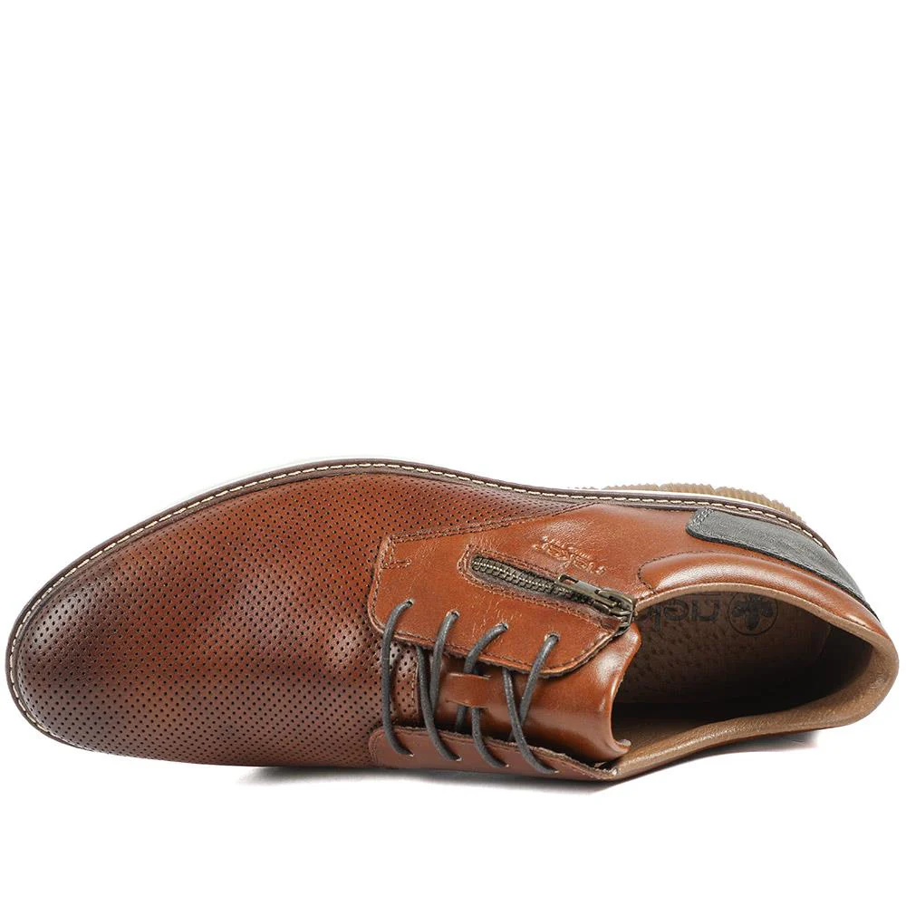 Rieker Wide Fit Leather Smart Casual Shoes - RKR43507 / 328 969 - Brown - Image 5