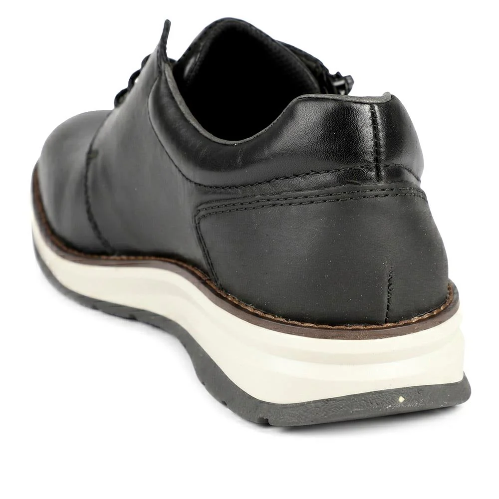 Rieker Wide Fit Leather Zip & Lace Shoes - RKR43053 / 330 226 - Black - Image 3