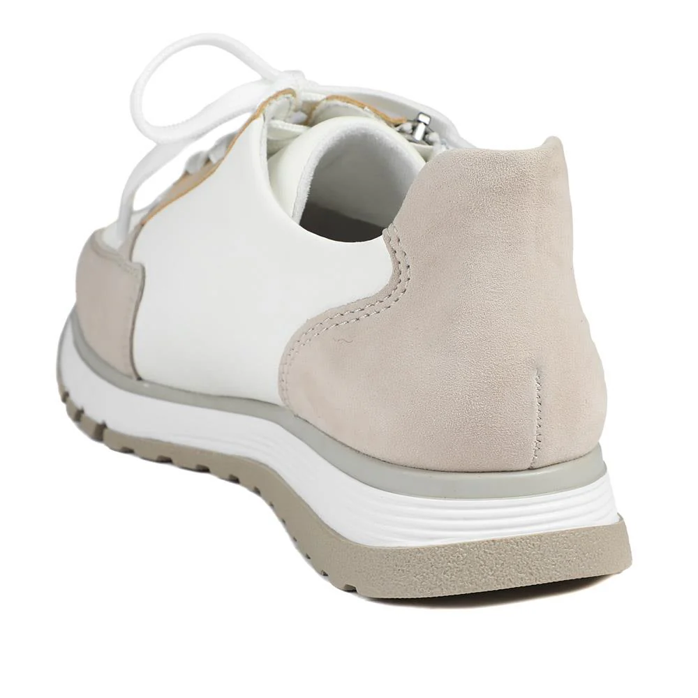 Rieker Wide Fit Leather Zip & Lace Trainers - RKR43543 / 328 766 - White Multi - Image 4