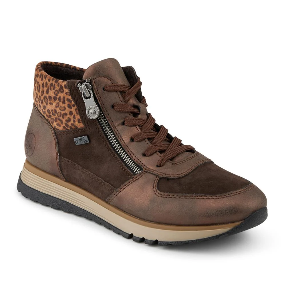 Rieker Wide Fit Leather Zip Up Trainers - RKR42548 / 328 202