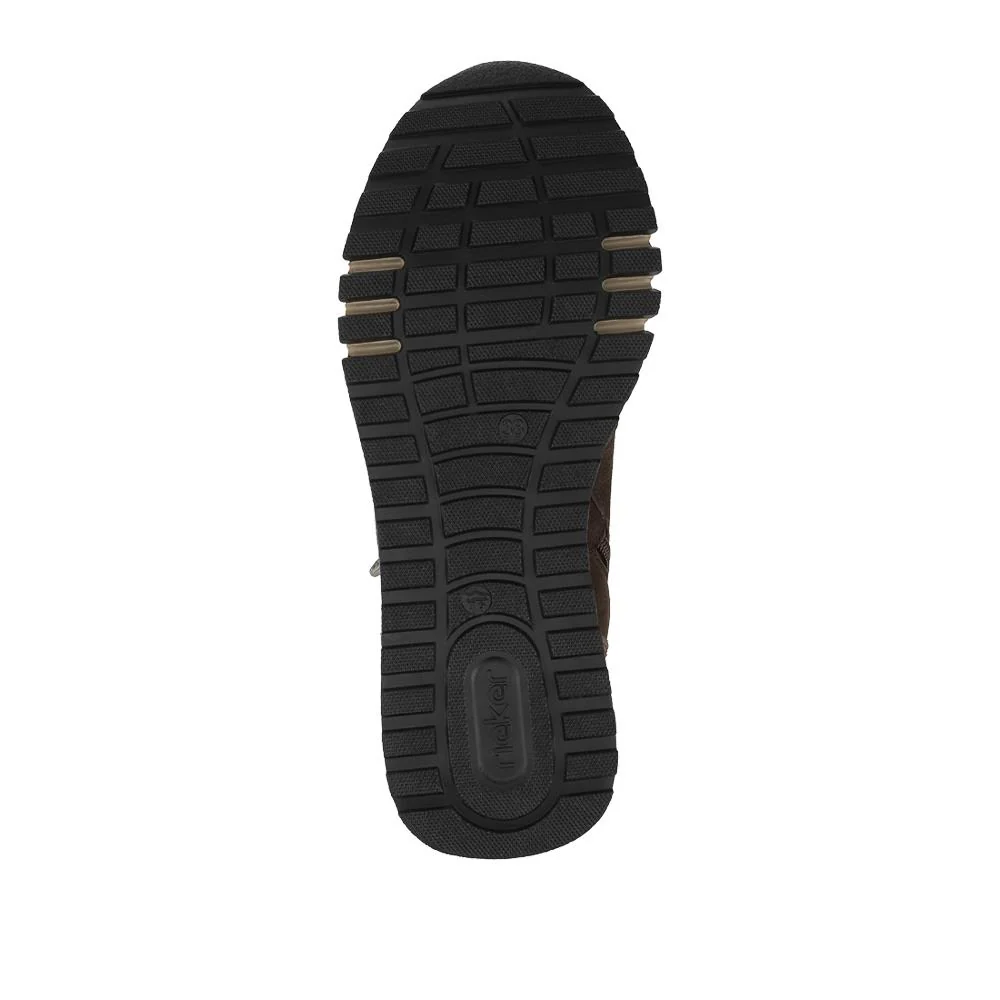 Rieker Wide Fit Leather Zip Up Trainers - RKR42548 / 328 202 - Brown Multi - Image 5