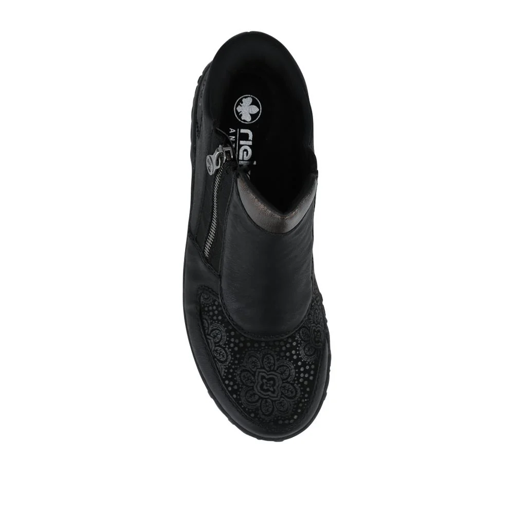 Rieker Wide Fit Leather Zipped Boots - RKR42529 / 327 693 - Black - Image 4