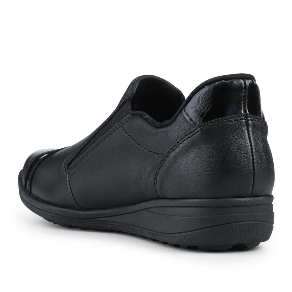 Rieker Wide Fit Leather Zipped Slip-Ons - RKR42524 / 327 690 - Black - Image 3
