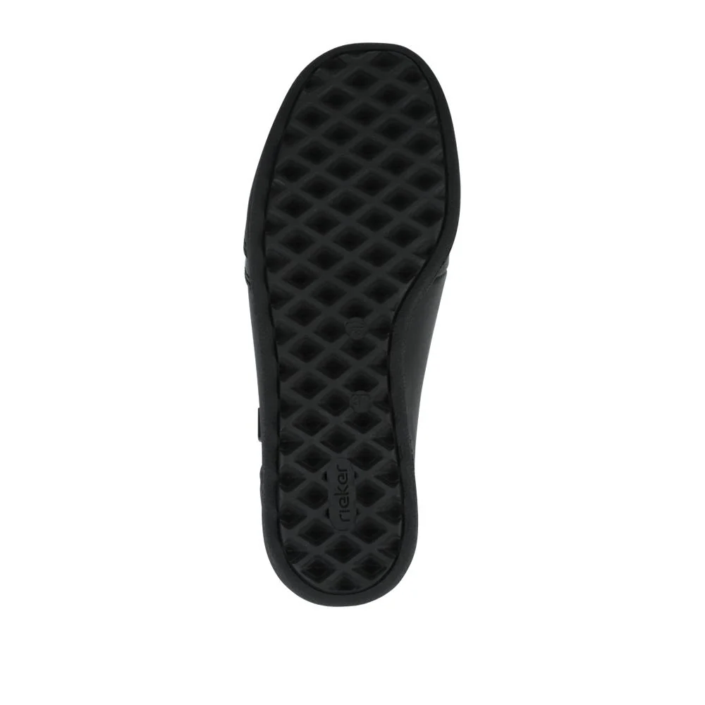 Rieker Wide Fit Leather Zipped Slip-Ons - RKR42524 / 327 690 - Black - Image 5