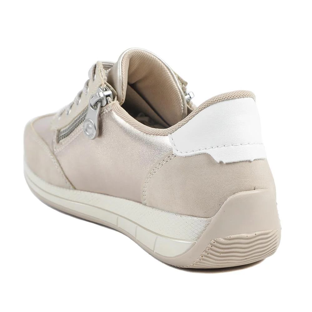 Rieker Wide Fit Multi Tone Trainers - RKR43545 / 328 778 - Beige-White - Image 4