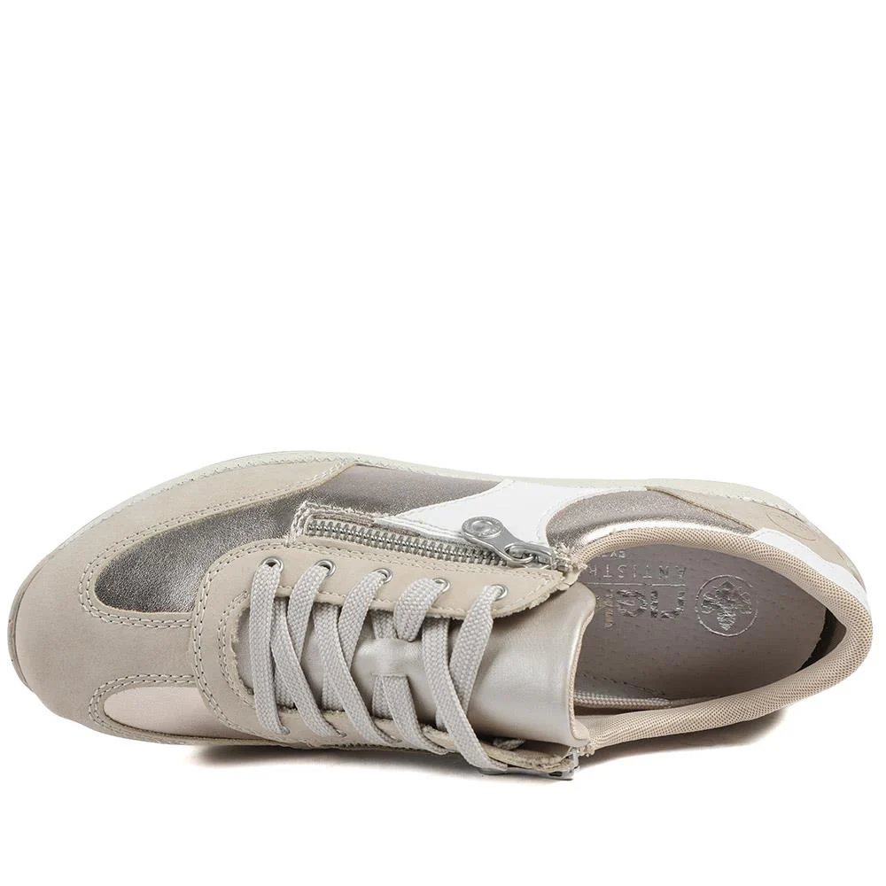 Rieker Wide Fit Multi Tone Trainers - RKR43545 / 328 778 - Beige-White - Image 5