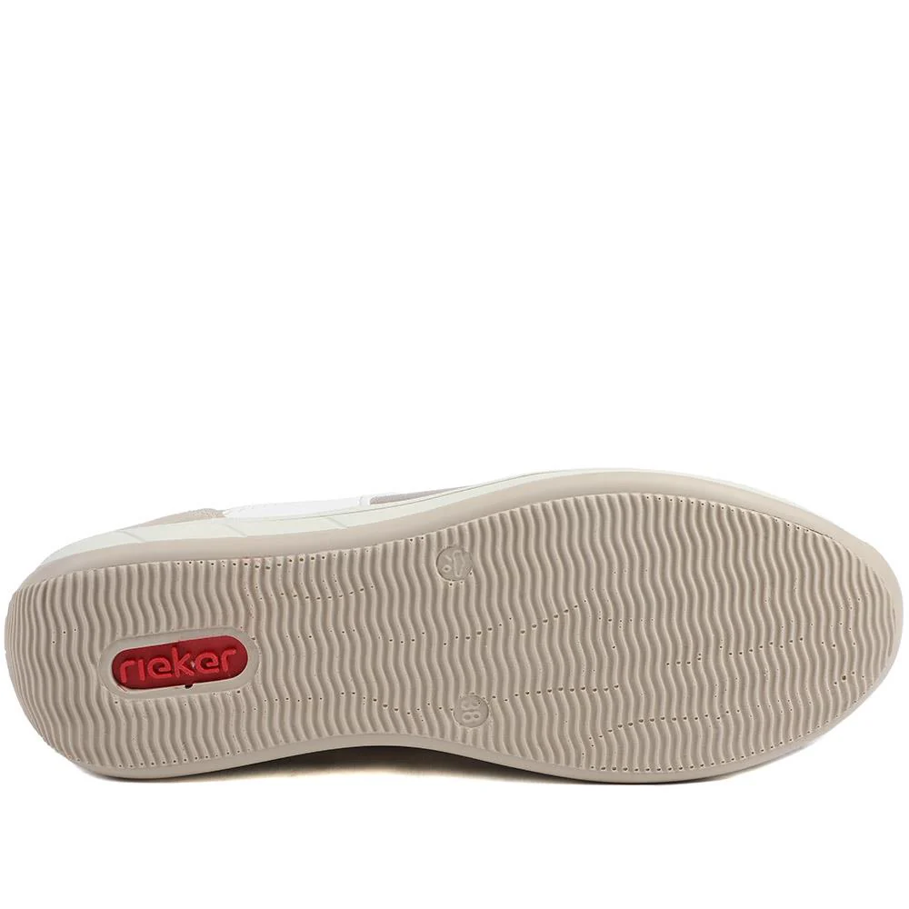 Rieker Wide Fit Multi Tone Trainers - RKR43545 / 328 778 - Beige-White - Image 6
