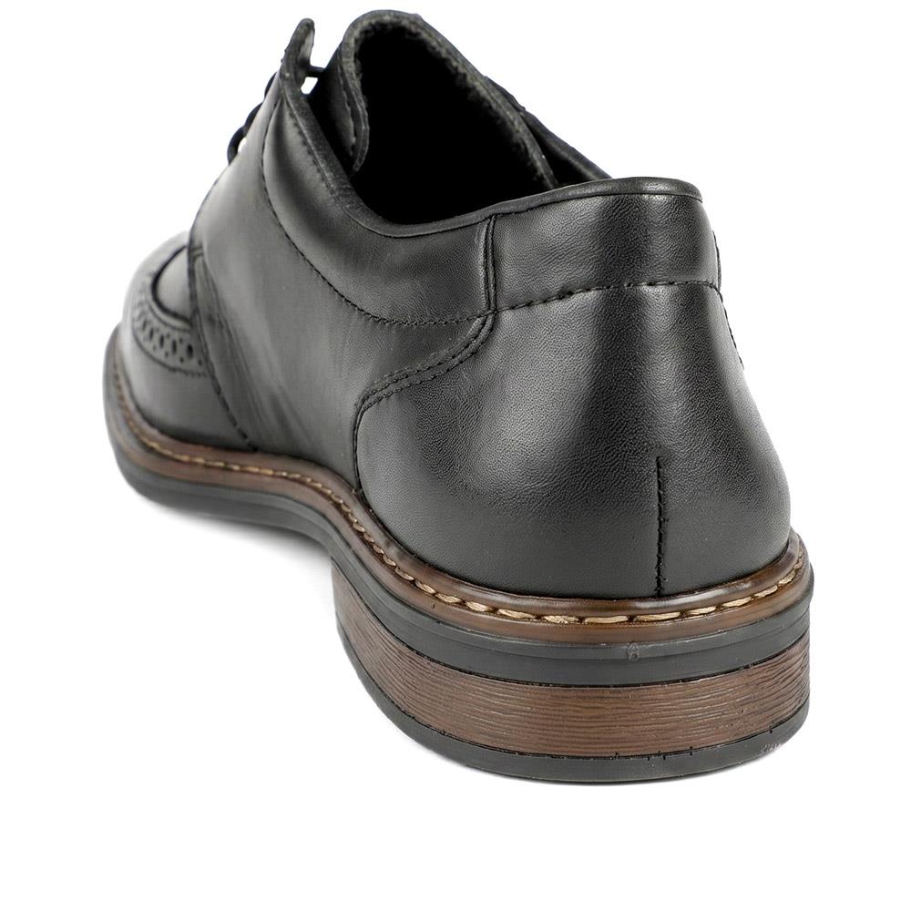 Rieker Wide Fit Smart Brogue Lace Up Shoes - RKR43037 / 330 222 - Black - Image 3